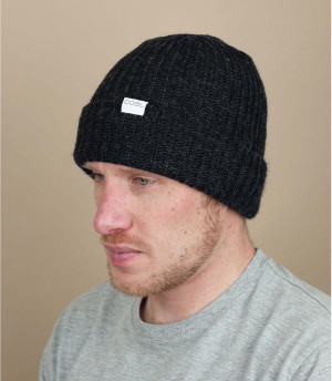 Coal black mohair beanie The Edward black